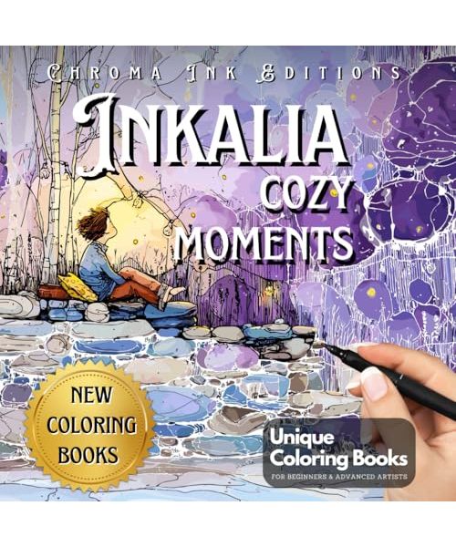 Inkalia Cozy Moments: Hygge Colouring Book for Adults & Teens – Simple, Cute & Cozy One-Pen Tracing for Stress Relief: Comfy Tracing with Just One Black Pen (Inkalia Cozy Edition)