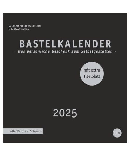 Premium-Bastelkalender schwarz mittel 2025