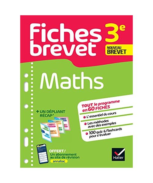 Fiches brevet - Maths 3e Brevet 2025: tout le programme en fiches de révision détachables