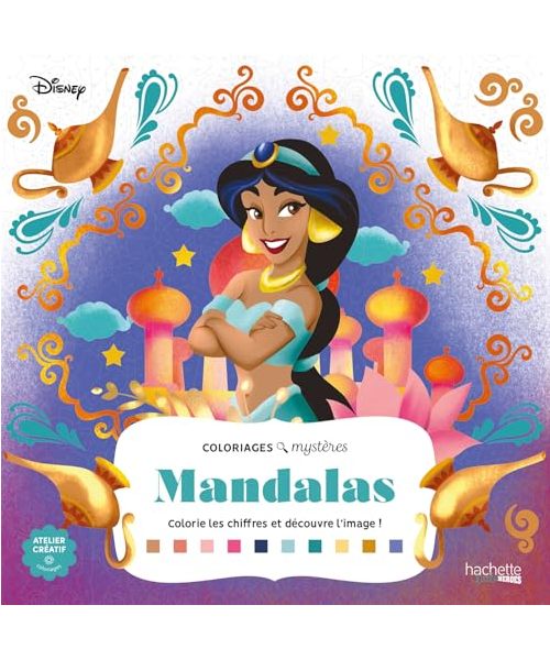 Grand carré mystères Disney - Mandalas: Coloriages mystères