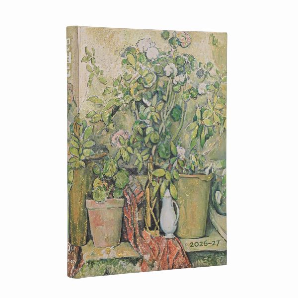 18-Monatskalender 2026-2027 Cezannes Terrakotta-Töpfe und Blumen Midi Horizontal