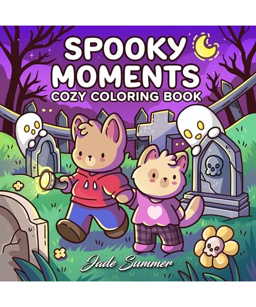 Spooky Moments: Cute Coloring Book for Adults and Teens with Adorable Characters and Creepy Scenes for Relaxation (Comfy and Cozy Coloring Books)