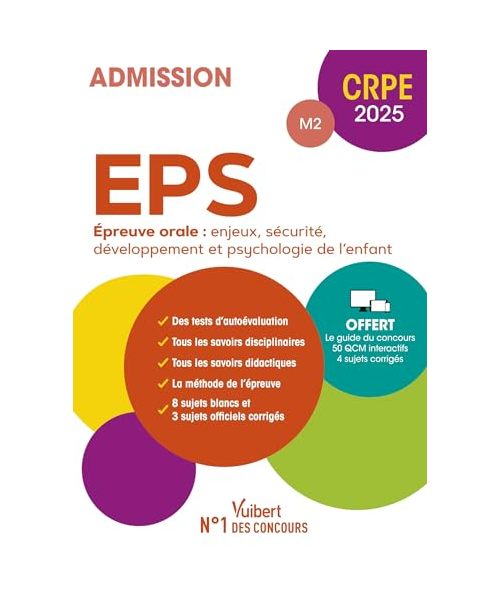 CRPE 2025 - EPS - Epreuve orale d'entretien (M2): Manuel (9 sujets blancs et 4 sujets officiels) + 50 QCM interactifs