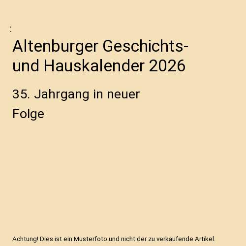 Altenburger Geschichts- und Hauskalender 2026