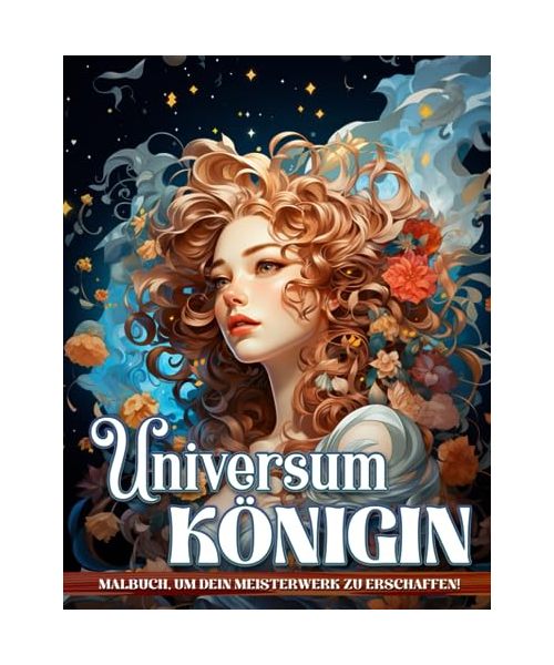 Universum Königin Malbuch: Fantasy Ausmalbücher für Erwachsene mit Illustrationen von wunderschönen Mädchen im Weltraum für Stressabbau und Entspannung