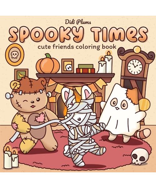 Spooky Times: Fall Coloring Book for Adults & Teens Featuring Cute Creepy Animal Characters in Cozy Hygge Halloween Scenes for Relaxation (Fluffy Times Coloring)