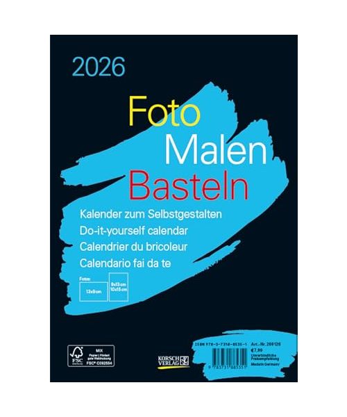Foto-Malen-Basteln Bastelkalender A5 schwarz 2026