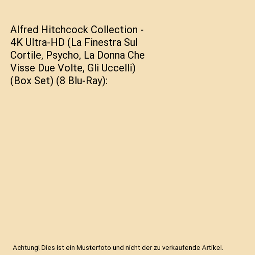 Alfred Hitchcock Collection - 4K Ultra-HD (La Finestra Sul Cortile, Psycho, La Donna Che Visse Due Volte, Gli Uccelli) (Box Set) (8 Blu-Ray)