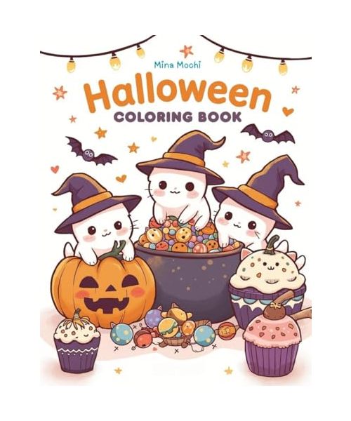 HALLOWEEN COLORING BOOK: Large, 8,5x11 inch., cute, funny, and not scary illustrations to experience the festive spirit of Halloween without fear!