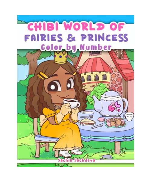 Chibi World of Fairies and Princess Coloring Book: Color by Numbers for Adults, Women and Teens featuring Kawaii Fantasy Fairy and Unicorn for relaxation (Chibi Coloring World)