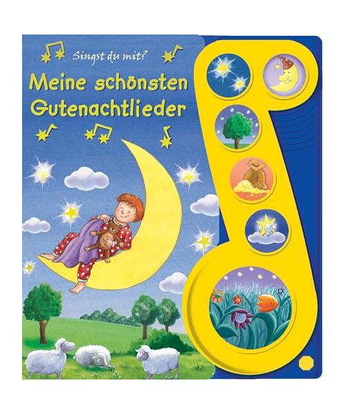 Meine schönsten Gutenachtlieder - Liederbuch mit Sound - Pappbilderbuch mit 6 Melodien