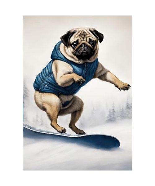 Notizbuch Mops Weihnachten Snowboarden Hund Notizheft mit 55 Zitaten Lebensweisheiten Hundeliebe Lustiges Geschenk zum Wichteln, Advent, Nikolaustag, Geburtstag, Geschenkartikel