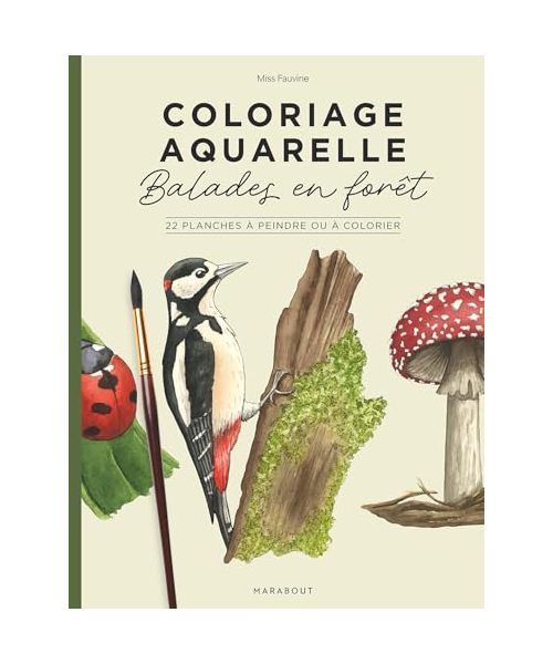 Coloriage aquarelle - Balades en forêt: 22 planches à peindre ou à colorier