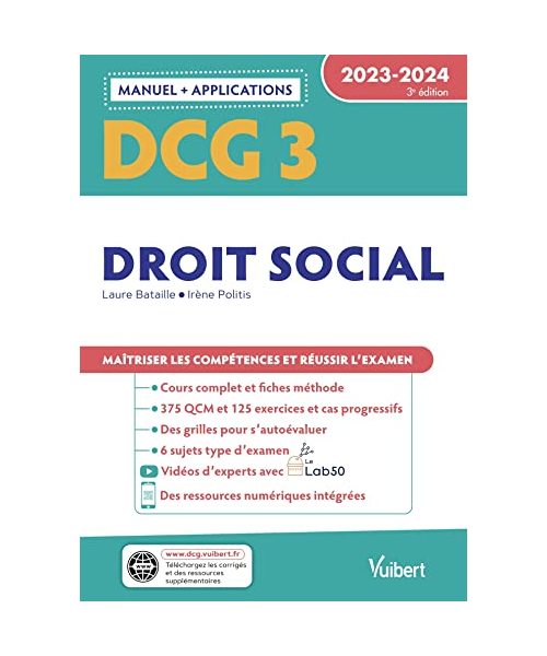 DCG 3 - Droit social : Manuel et Applications 2023-2024: Maîtriser les compétences et réussir l'examen