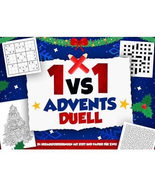 Adventsduell 1vs1 – 24 Herausforderungen mit Stift und Papier für Zwei: Mitmach-Adventskalender mit Rätseln, Spielen und Spaß | Perfektes Geschenk für Paare, Freunde & Familie
