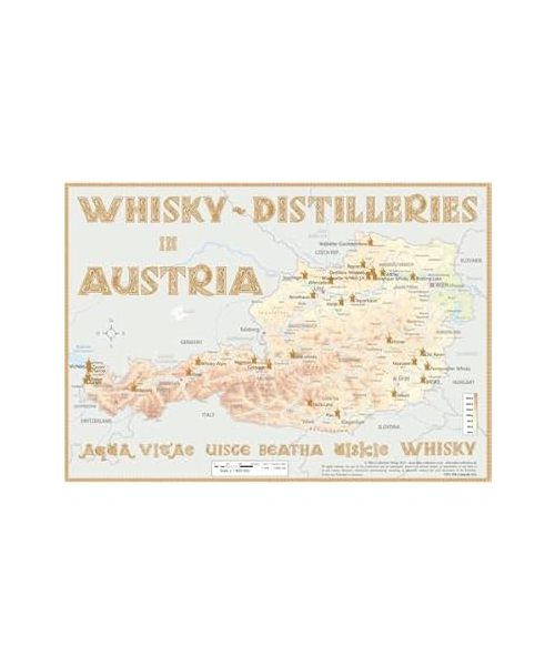 Whisky Distilleries Austria Tasting Map 34 x 24cm
