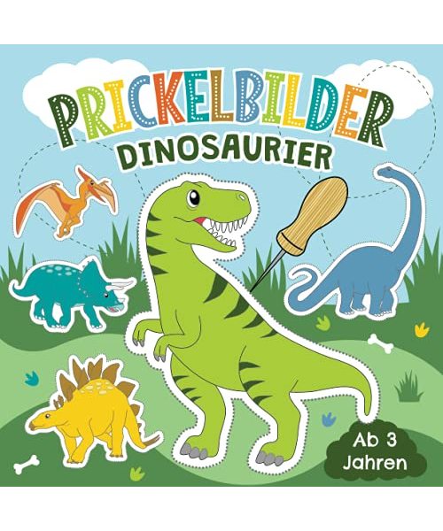 Prickelbilder Dinosaurier ab 3 Jahren: Dino Prickelblock für Kinder | Malen, Prickeln, Ausschneiden und Basteln | Tolles Bastelbuch mit Prickelvorlagen für Mädchen und Jungen