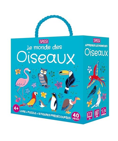 Le monde des oiseaux. Q-box. Ediz. a colori. Con puzzle: Livre + Puzzle + 12 figures prédécoupées, 40 pièces (Sassi junior)