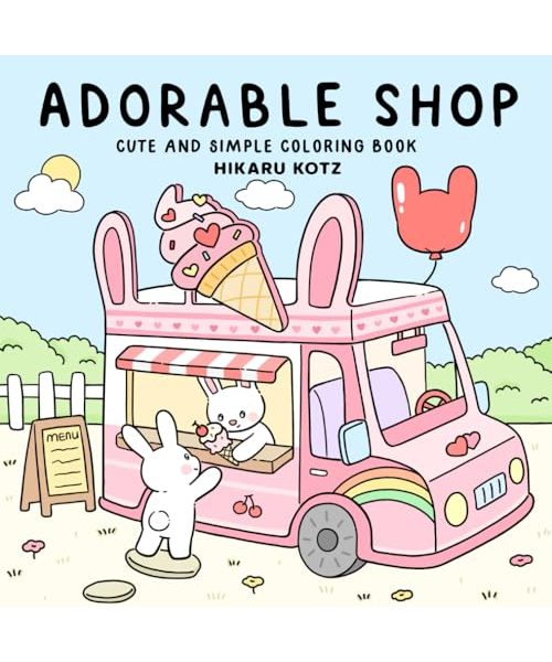 Adorable Shop: Cute & Simple Coloring Book for Adults and Kids Featuring the Joyful Daily Life of Animal Characters