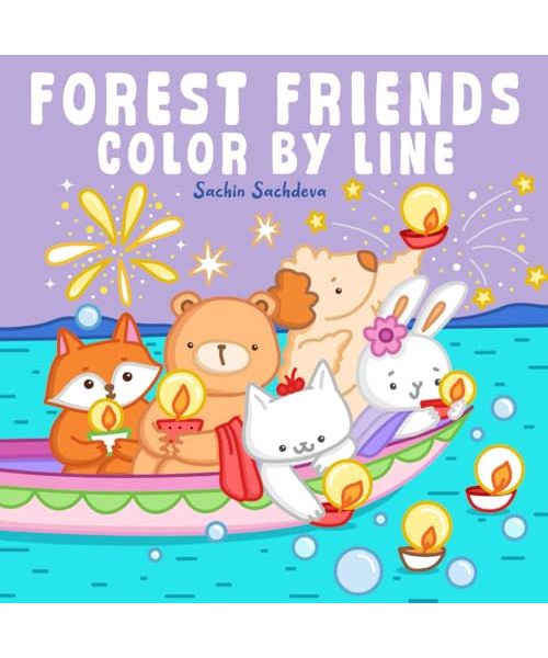 Forest Friends Color by Line: Coloring Book for Adults and Teens, featuring Cozy Animals Characters with Little Hygge Corner and Cozy Nooks for Stress Relief