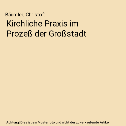 Kirchliche Praxis im Prozeß der Großstadt