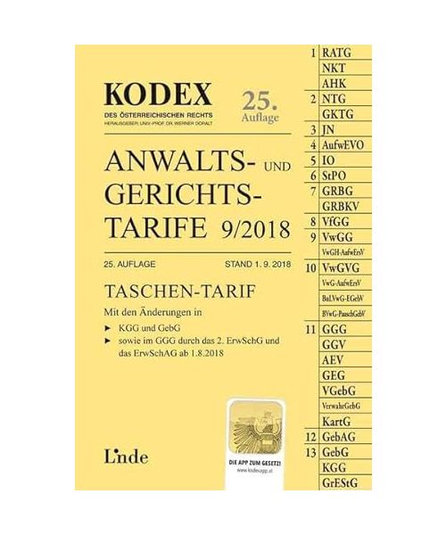 KODEX Anwalts- und Gerichtstarife 9/2018