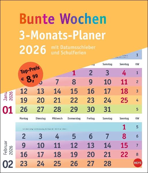 Bunte Wochen 3-Monatsplaner  2026