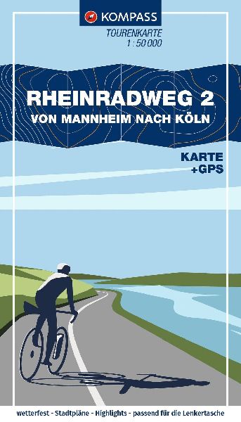 KOMPASS Fahrrad-Tourenkarte Rheinradweg 2, von Mannheim nach Köln 1:50.000