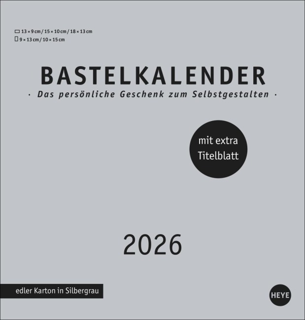 Premium-Bastelkalender silbergrau mittel 2026