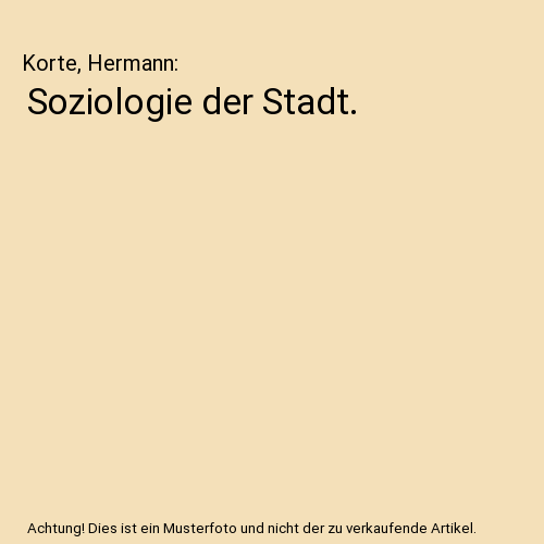 Soziologie der Stadt.
