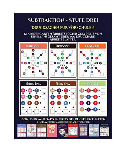 Drucksachen für Vorschulen (Subtraktion - Stufe Drei)