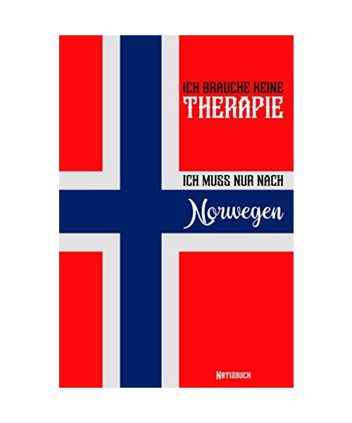 Ich brauche keine Therapie ich muss nur nach Norwegen: Notizbuch A5 kariert - Geschenk für Männer und Frauen - Lustige Geschenke für Weihnachten, ... mit norwegischer Flagge - Geschenk Notizbuch