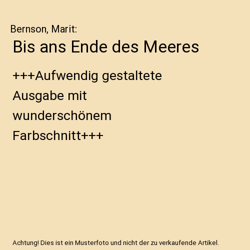 Bis ans Ende des Meeres