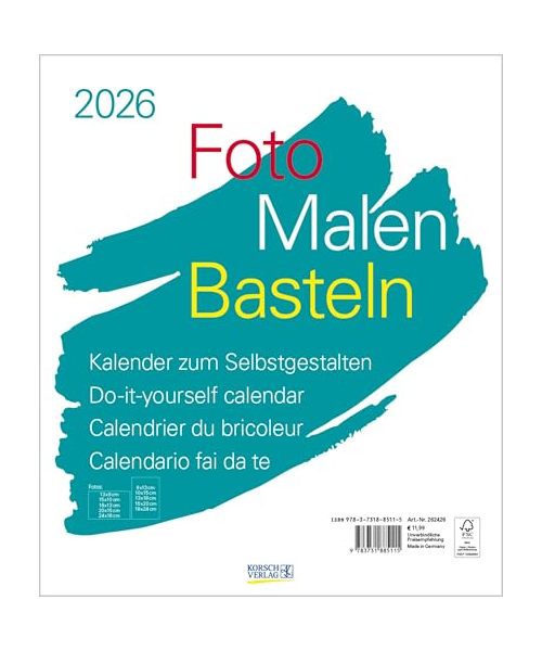 Foto-Malen-Basteln Bastelkalender weiß groß 2026