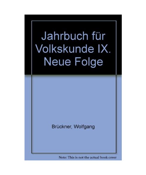 Jahrbuch für Volkskunde IX. Neue Folge