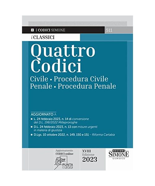 Quattro codici: Civile-Procedura civile-Penale-Procedura penale