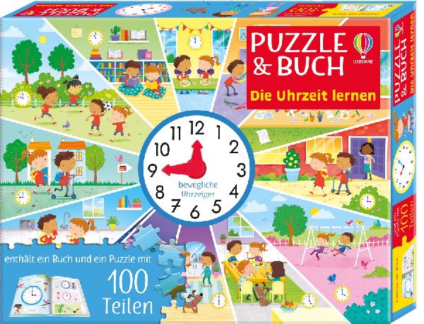 Puzzle & Buch: Die Uhrzeit lernen