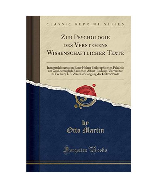 Zur Psychologie des Verstehens Wissenschaftlicher Texte