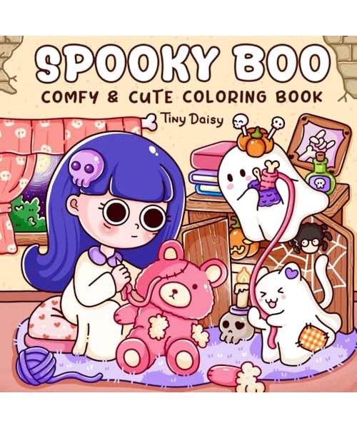 Spooky Boo: Cozy Moments of Adorable Creepy Buddies Coloring Book for Teens and Adults with Cute Designs for Relaxation