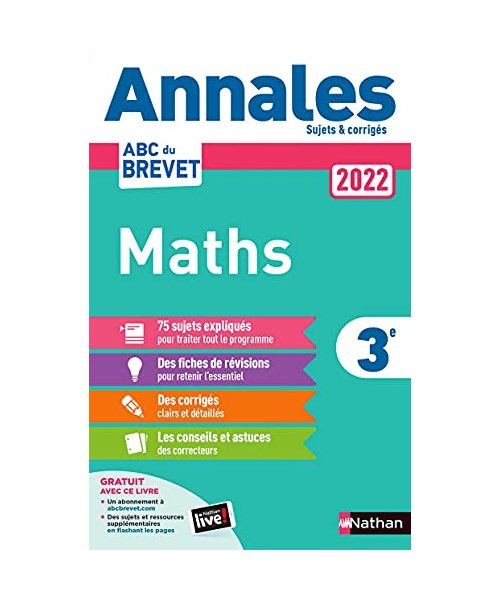 Annales Brevet 2022 Maths - Corrigé: Sujets et corrigés