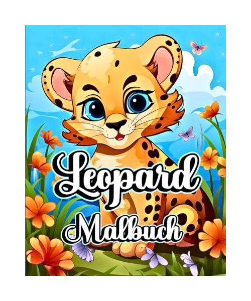 Leopard Malbuch: Wildtiere zum Ausmalen für Kinder und Kleinkinder