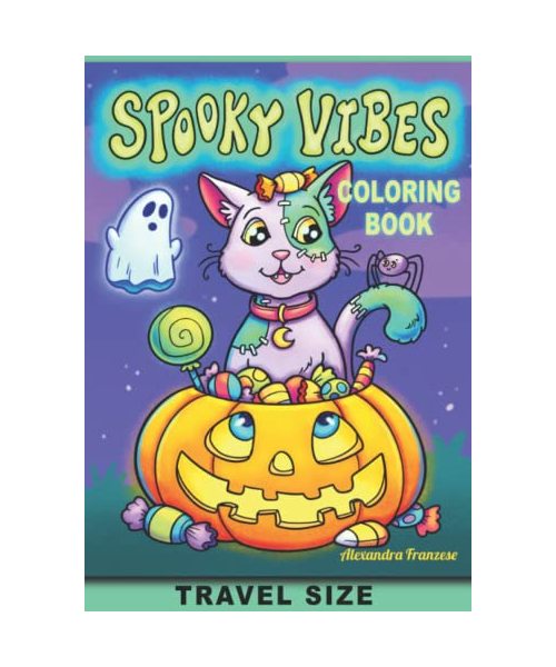 Spooky Vibes: Travel Size Halloween Coloring Book for Kids and Adults, Cute and Whimsical Characters for Relaxing Fall Activities, Easy to Color Pages (Travel Size Coloring Books)