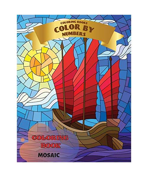 Coloring Books - Color by Numbers - Mosaic: Mosaic Landscapes Color By Number, Coloring with numeric worksheets, Color by number for Adults and Childr