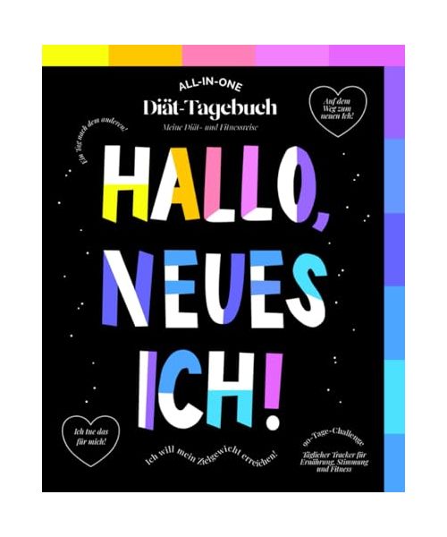 Diät Tagebuch: 90 Tage Challenge | Abnehm Tagebuch zum Ausfüllen | Fitness Kalender und Ernährungstagebuch | Trainingstagebuch für Frauen