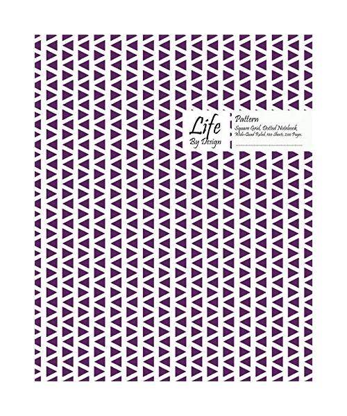Traingle Pattern Square Grid, Quad Ruled, Composition Notebook, 100 Sheets, Large Size 8 x 10 Inch Purple Cover