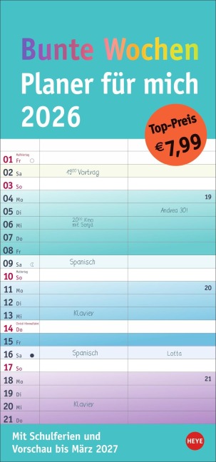 Bunte Wochen Planer für mich 2026