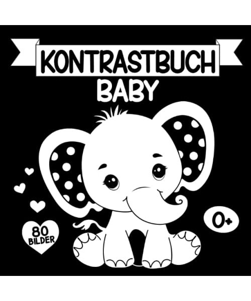 Kontrastbuch Baby: Schwarz Weiß Buch zur visuellen Stimulation für Neugeborene, ab 0 Monate