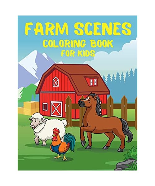 Farm Scenes Coloring Book for KIDS: Easy Drawing Farm Scenes Coloring Book for KIDS l Draw, Cut and Practice Animal Sounds l Learn to Draw Farm Scenes
