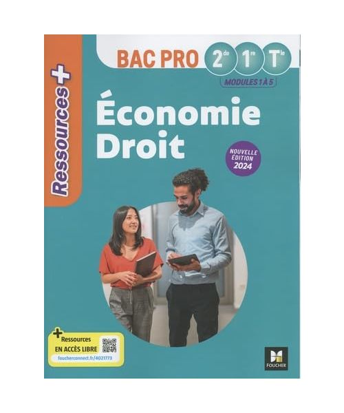 Ressources Plus - ÉCONOMIE-DROIT - 2de 1re Tle Bac Pro - Ed. 2024 - Livre élève: Modules 1 à 5