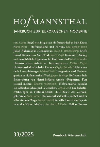 Hofmannsthal. Jahrbuch zur europäischen Moderne 33 | 2025